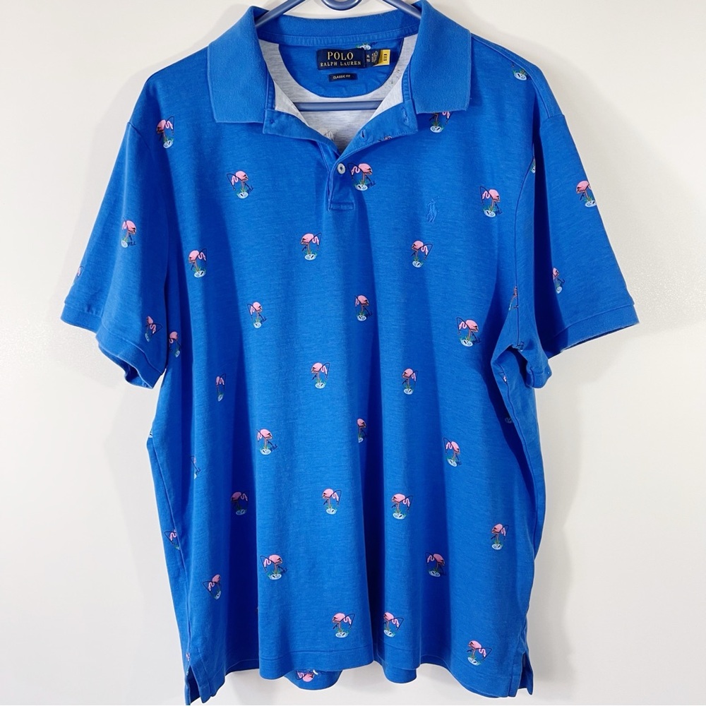 Polo Ralph Lauren Men’s Gone Fishing Flamingo Polo Shirt, XL